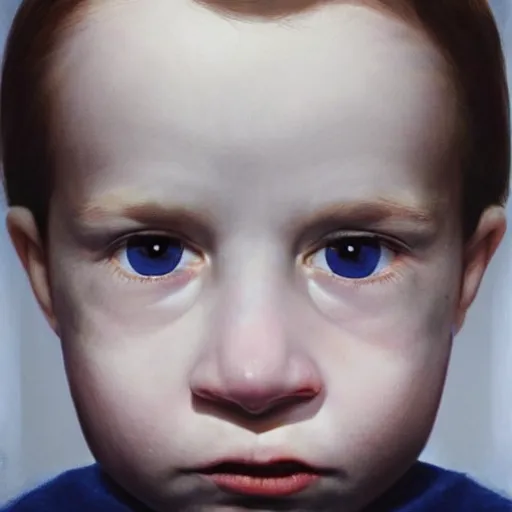 Image similar to high quality high detail portrait by gottfried helnwein, hd, unsettling look in the eyes, photorealistic lighting
