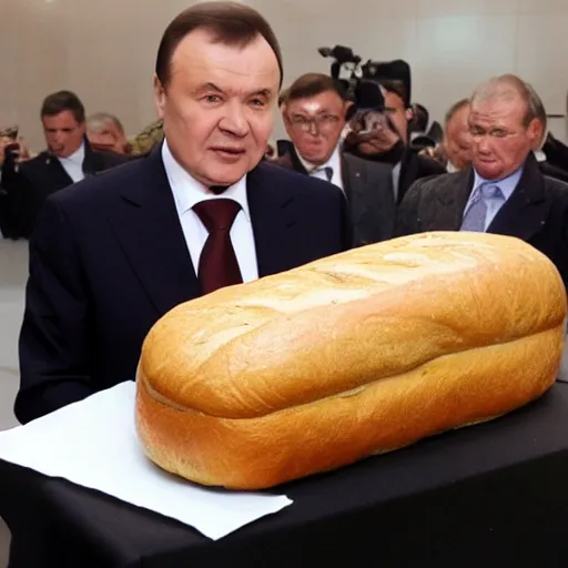 Prompt: Yanukovych and the golden loaf of bread