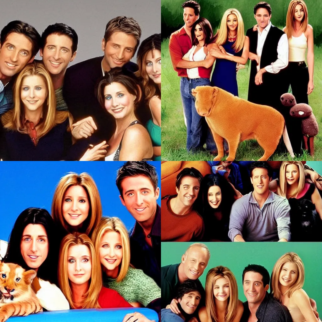 Prompt: the cast of Friends replaced with animals