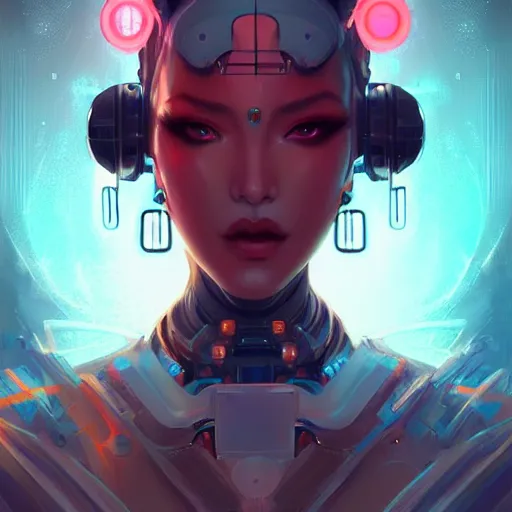 Image similar to a portrait of a beautiful cybernetic geisha, cyberpunk concept art by pete mohrbacher and wlop and artgerm and josan gonzales, digital art, highly detailed, intricate, sci-fi, sharp focus, Trending on Artstation HQ, deviantart, unreal engine 5, 4K UHD image