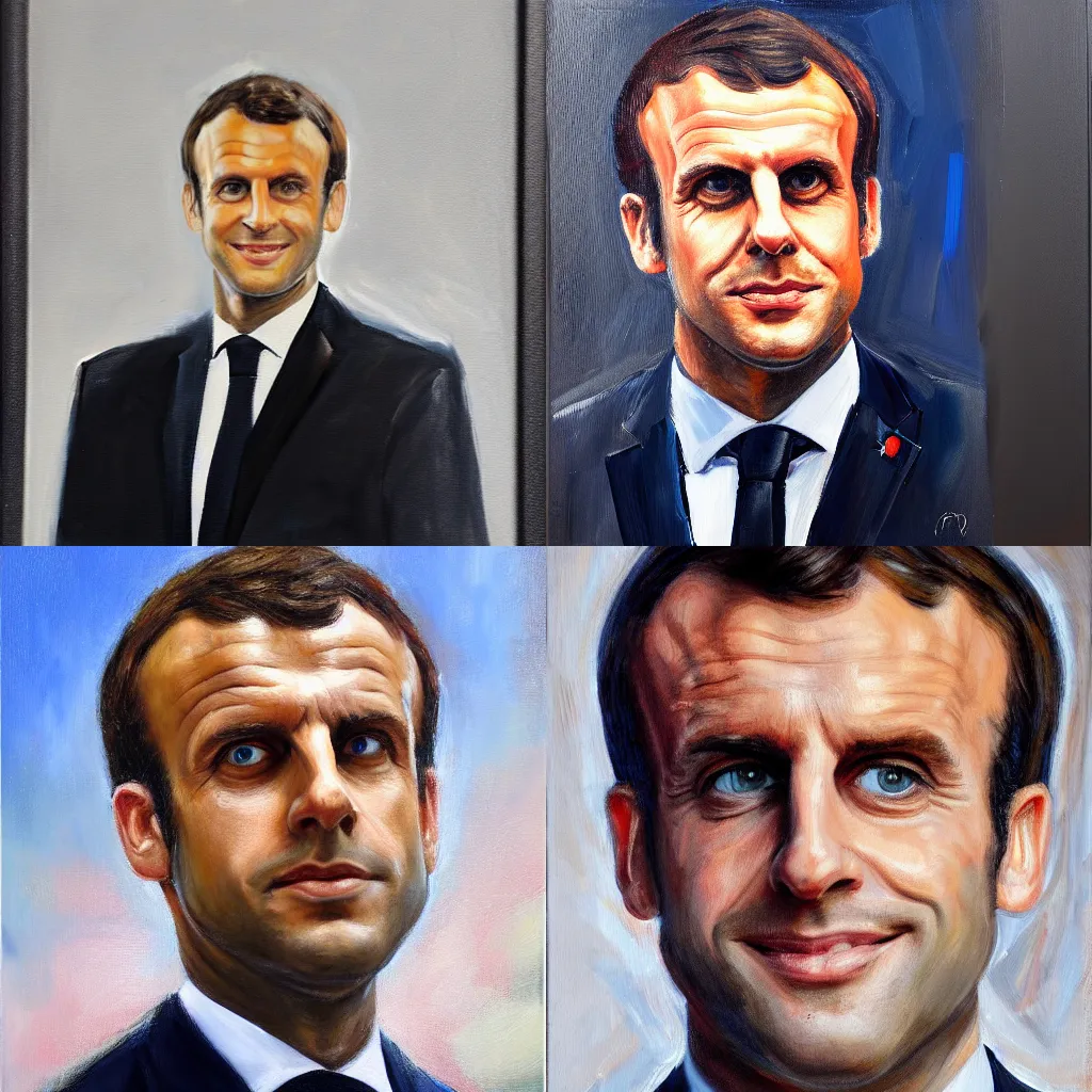 Prompt: oil painted portrait for Emmanuel Macron