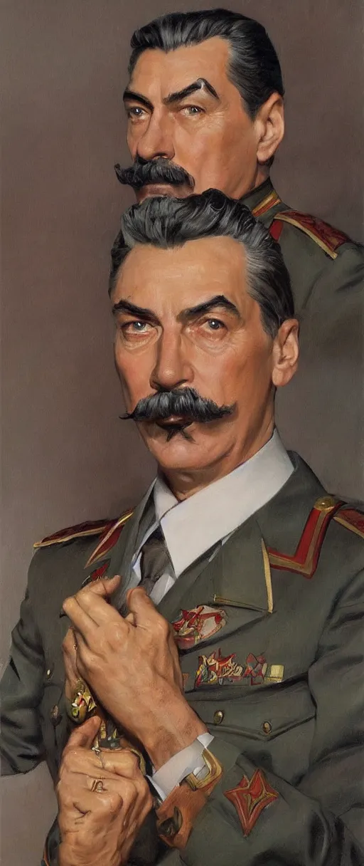 Prompt: portrait of joseph stalin as a staring into the camera, artstation, elegant, highly detailed, art by Donato Giancola, Joseph Christian Leyendecker, WLOP, Boris Vallejo, Artgerm