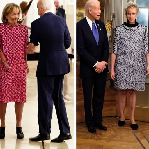 Prompt: joe biden wearing a dress designed by maison margiela