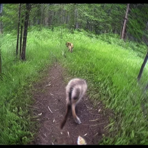 Prompt: trail cam footage of Reddit