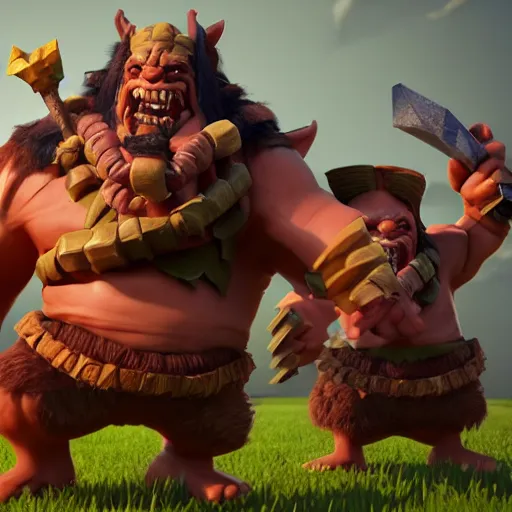 Image similar to barbarian goblin hybrid clash of clans, clash royale, concept art, octane render, unreal engine 5, highly detailed, high quality, 8 k, soft lighting, realistic face, path traced