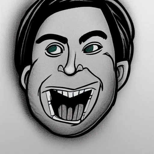 Prompt: Caricature of MrBeast, 3 tone greyscale