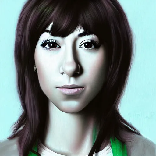 Image similar to portrait of Christina Grimmie, highly detailed, centered, solid color background, digital painting