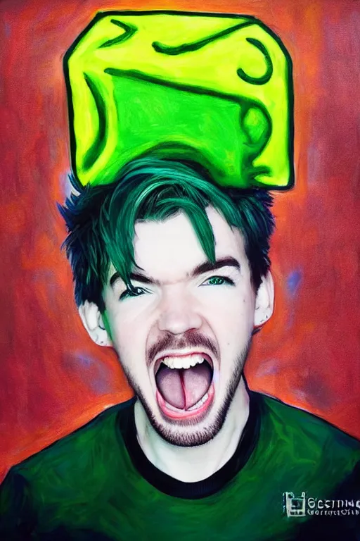 Image similar to Sean McLoughlin, jacksepticeye, irish youtuber, solo portrait, screaming as loud as he can 🎨🖌️