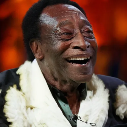 Image similar to award winning medio shot photo of pele in danilo's gentili the noite