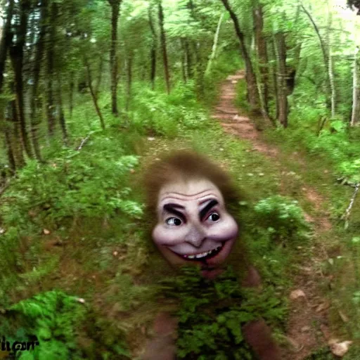 Prompt: trollface spotted on trail cam