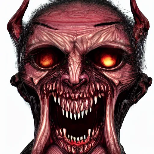 Prompt: Really scary face distorted demonic scary Detailed 4k