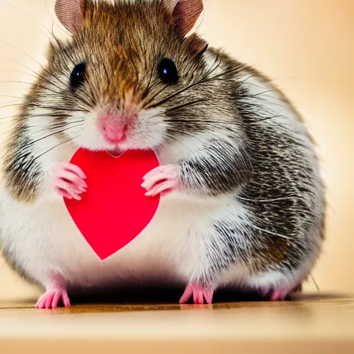 Image similar to detailed photo of a hamster holding a valentine's letter, various poses, full body, unedited, daylight, dof, sharp focus, 8 k