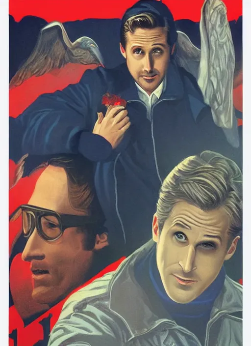Image similar to ryan gosling in letterman jacket, twin peaks poster art, by michael whelan, rossetti bouguereau, artgerm, retro, nostalgic, old fashioned, 1 9 8 0 s teen horror novel cover, book