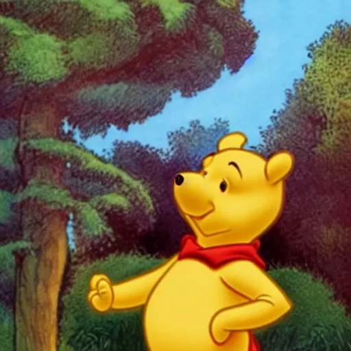 Prompt: Winnie the Pooh addressing the public