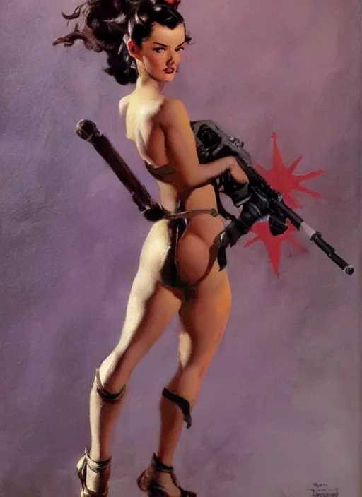Image similar to oil painting of Rey by frank frazetta alluring pin up deviant art seductive star wars