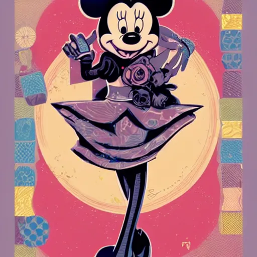 Image similar to portrait skull girl minnie mouse by petros afshar, tom whalen, laurie greasley, jc leyendecker and singer sargent