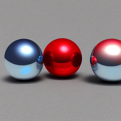 Prompt: chrome spheres on a red cube, rendered in c4d