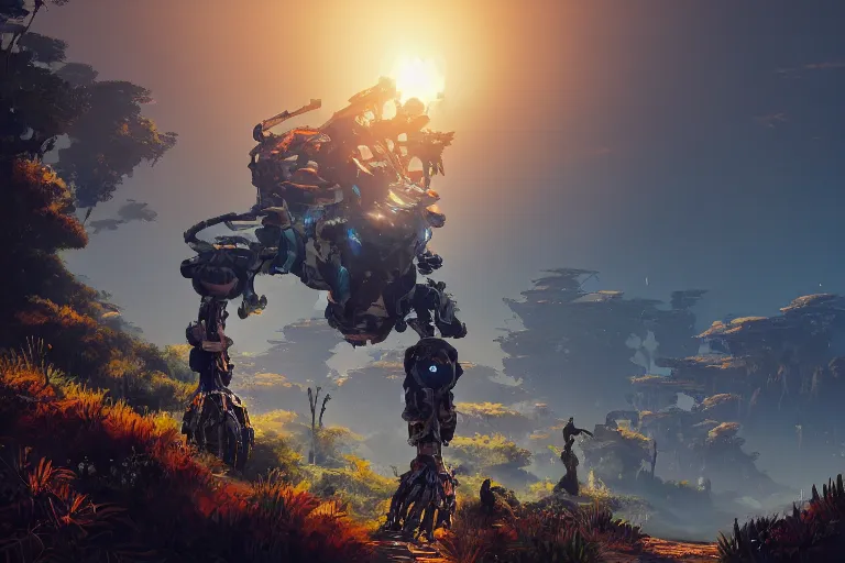 Image similar to shell - walker machine mecanical creature robot of horizon forbidden west horizon zero dawn bioluminiscence global illumination ray tracing hdr fanart arstation by ian pesty and alena aenami artworks in 4 k