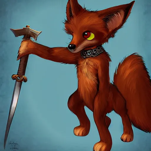 Prompt: a cute young looking anthro fox with wings wearing valkyrie armor and holding a sword, digital art, character concept art