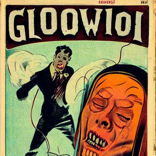 Prompt: vintage horror comic book covers depicting ghosts,