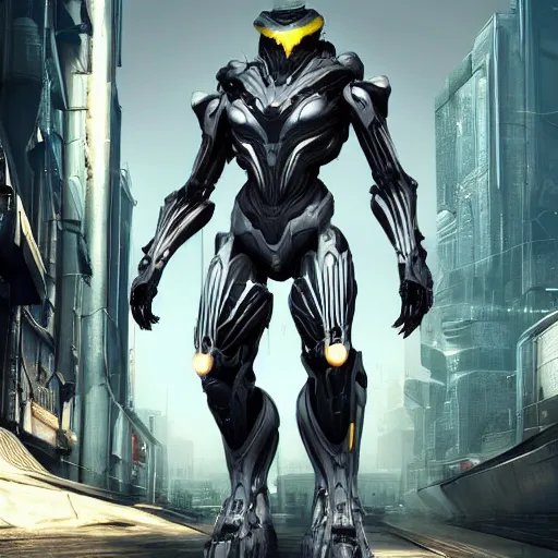 Prompt: crysis nanosuit, warframe, 5 0 feet tall, cyberpunk city, robot, mech, h. r. giger