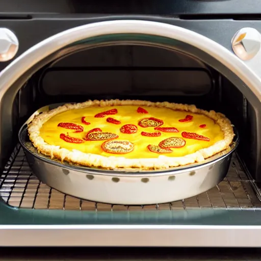 Prompt: an oven with a spongebob pie cooking inside