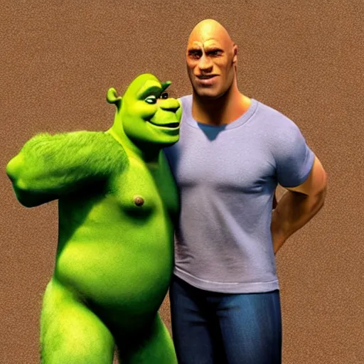 Image similar to shrek with the face as the rock ( “ shrock ” )