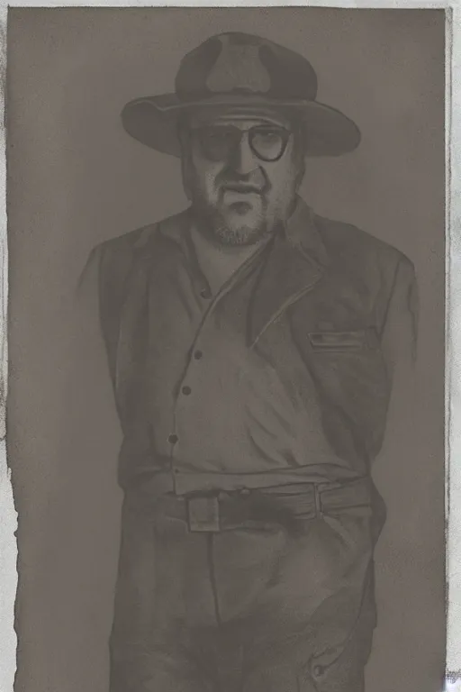 Image similar to mario, nintendo, portrait, full body, symmetrical features, silver iodide, 1 8 8 0 photograph, sepia tone, aged paper, sergio leone, master prime lenses, cinematic