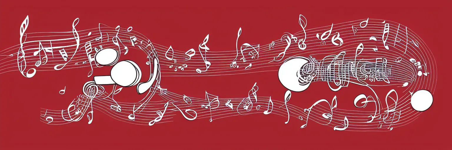 Image similar to coffee and musical instrument, line art, vector, logo, simple, red and white,