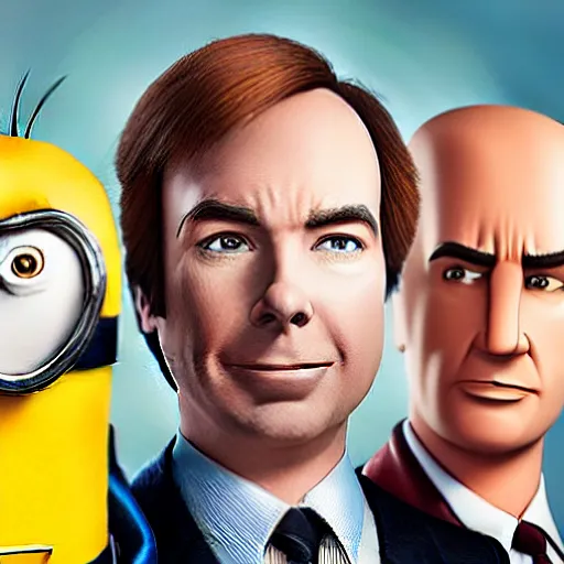 Prompt: Jimmy McGill from the TV show Better Call Saul representing Gru from the animated movie Despicable Me, realistic photo, 4k, modern photo