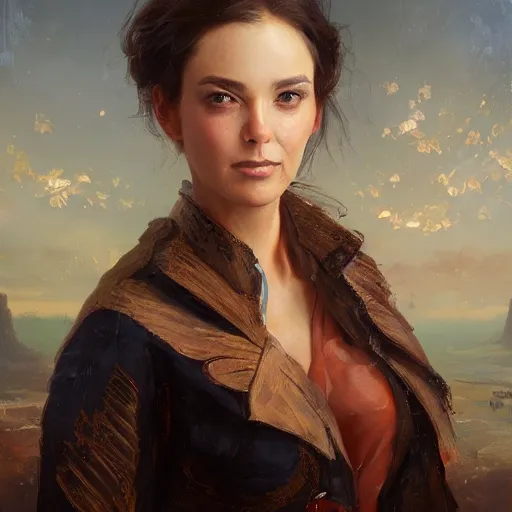 Image similar to portrait of a french woman ( 3 5 ) from france in 2 0 2 1, an oil painting by ross tran and thomas kincade