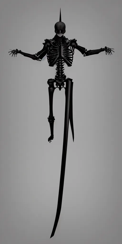 Prompt: long sword, black skeleton sword guard, orthographic. studio lighting, photorealistic