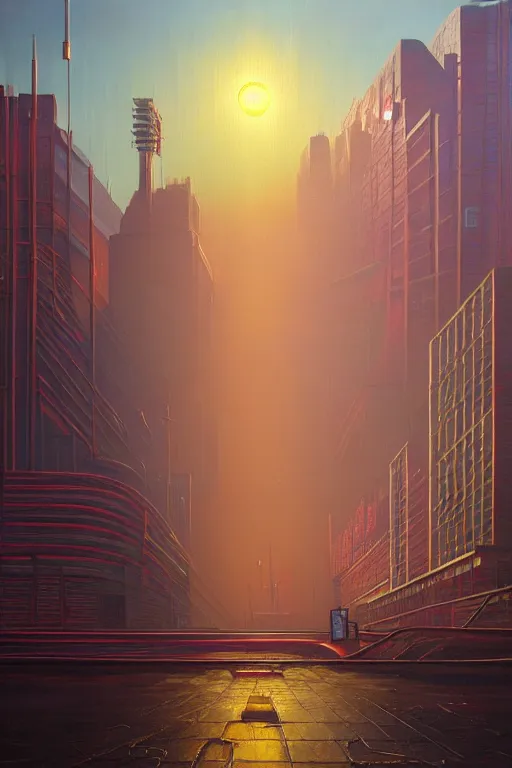 Image similar to downtown london in a redwood solar punk vision, oil on canvas by klaus burgle, simon stalenhag, ultra - realistic 3 d depth shading