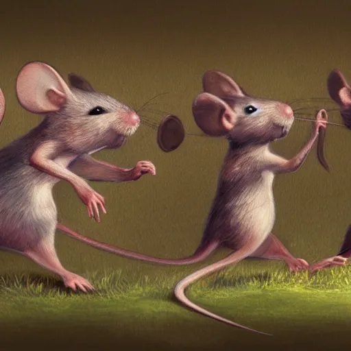 Prompt: a beautiful art illustration of a group of mice running on the iceland,artstation, professional, very detailed