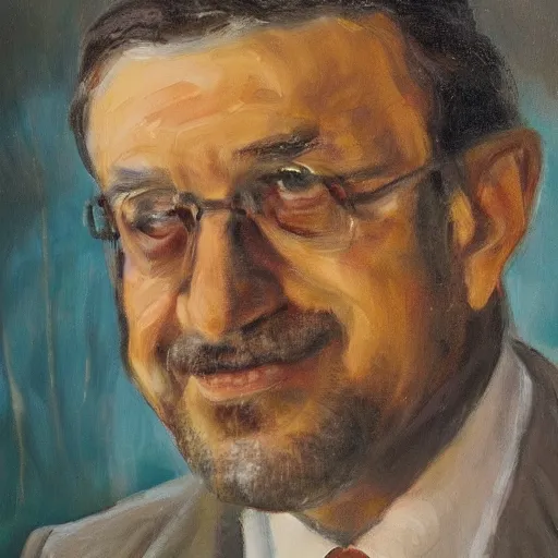 Image similar to portrait of film director Efim Berson, oil painting style,