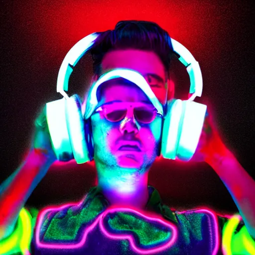 Image similar to neon dubstep lover wearing headphones