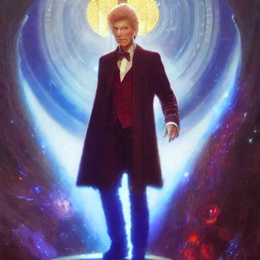 Image similar to david bowie as doctor who, radiant light, caustics, heroic, bright iridescent light, by gaston bussiere, bayard wu, greg rutkowski, maxim verehin