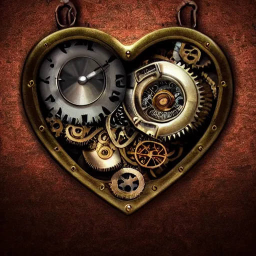 Prompt: hyper realistic steampunk heart, hyper detailled, 4 k