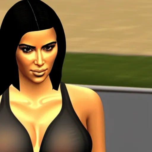 Image similar to close up of Kim Kardashian in GTA San Andreas, PlayStation 2 graphics, low quality 3D model