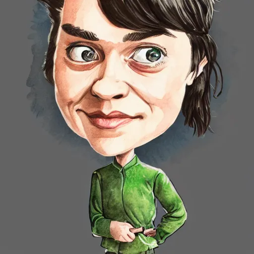 Image similar to caricature of arya stark by Mort Drucker, mad magazine, colored with watercolor, artstation