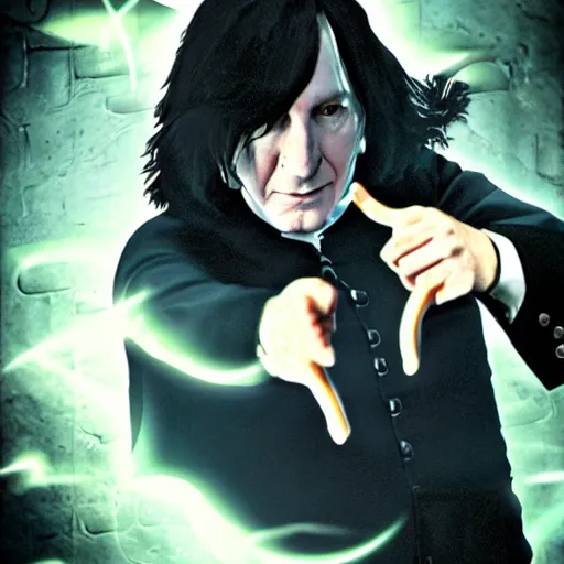 Prompt: Severus Snape dancing in a bar, cyberpunk, full body, realistic, digital art