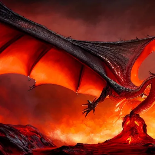 Prompt: Dragon with a lava filled Belly, painted by Brad Rigney, high quality painting. cinematic, hyper realism, high detail, 4k.