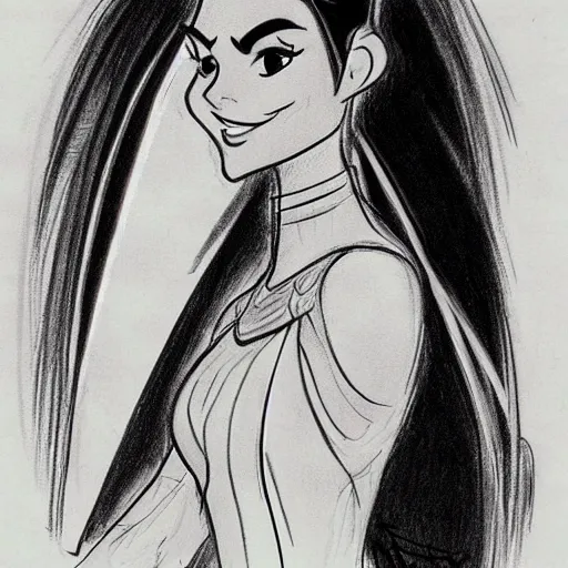 Image similar to milt kahl sketch of victoria justice as princess padme in star wars episode 3