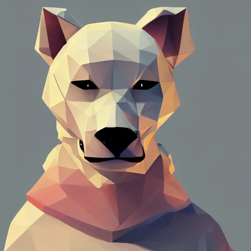 Prompt: aesthetic albino dog fursona portrait, commission of a anthropomorphic lion on fire, fursona wearing stylish clothes, winter armosphere, pastel simple art, low poly