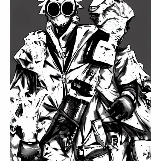 Image similar to balenciaga campaign in the style of dorohedoro