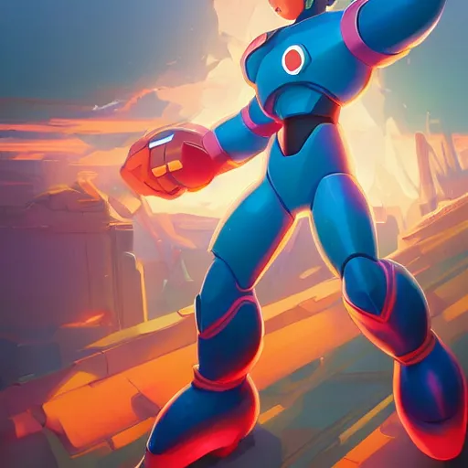 Image similar to hero world mega man, behance hd by jesper ejsing, by rhads, makoto shinkai and lois van baarle, ilya kuvshinov, rossdraws global illumination