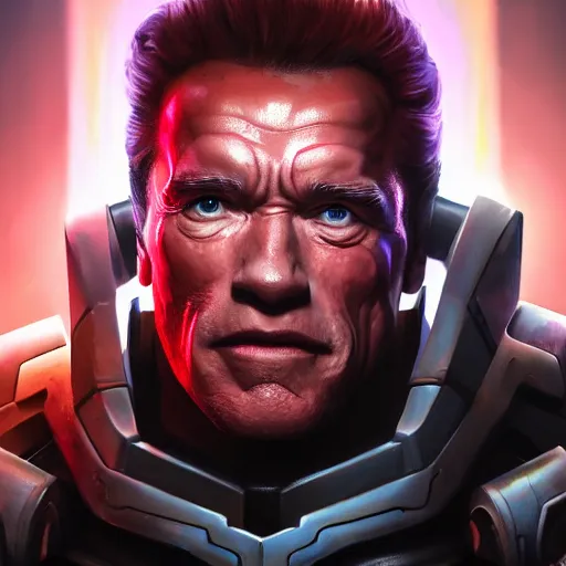 Image similar to a screenshot of arnold schwarzenegger as echo in overwatch, portrait, fantasy, beautiful face, vivid colors, elegant, concept art, sharp focus, digital art, hyper - realistic, 4 k, unreal engine, highly detailed, hd, dramatic lighting by brom, trending on artstation