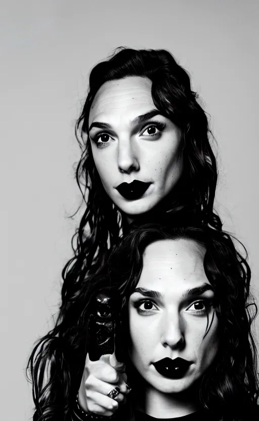 Image similar to gal gadot as a goth girl, canon 3 5 mm portrait photography