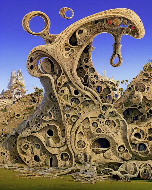 Image similar to conversano, apulia by roger dean, biomechanical, 4 k, hyper detailed