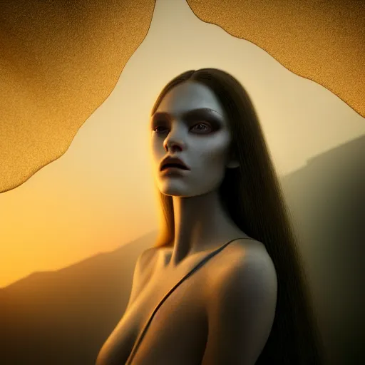 Prompt: photographic portrait of a stunningly beautiful alien gothic female in soft dreamy light at sunset, contemporary fashion shoot, by edward robert hughes, annie leibovitz and steve mccurry, david lazar, jimmy nelsson, breathtaking, 8 k resolution, extremely detailed, beautiful, establishing shot, artistic, hyperrealistic, beautiful face, octane render